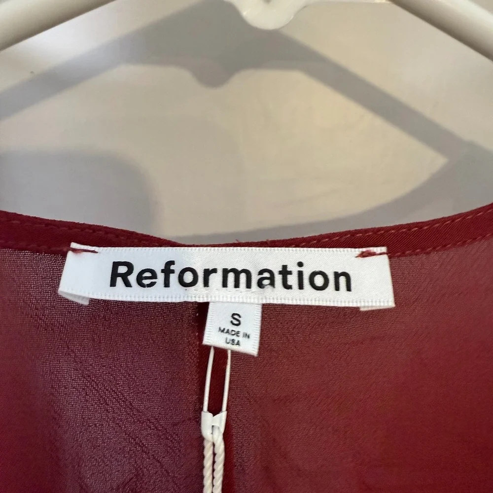 Reformation Winslow Wrap Dress Women's Small Burgundy Viscose Tie Waist‎ NWT - Picture 6 of 13